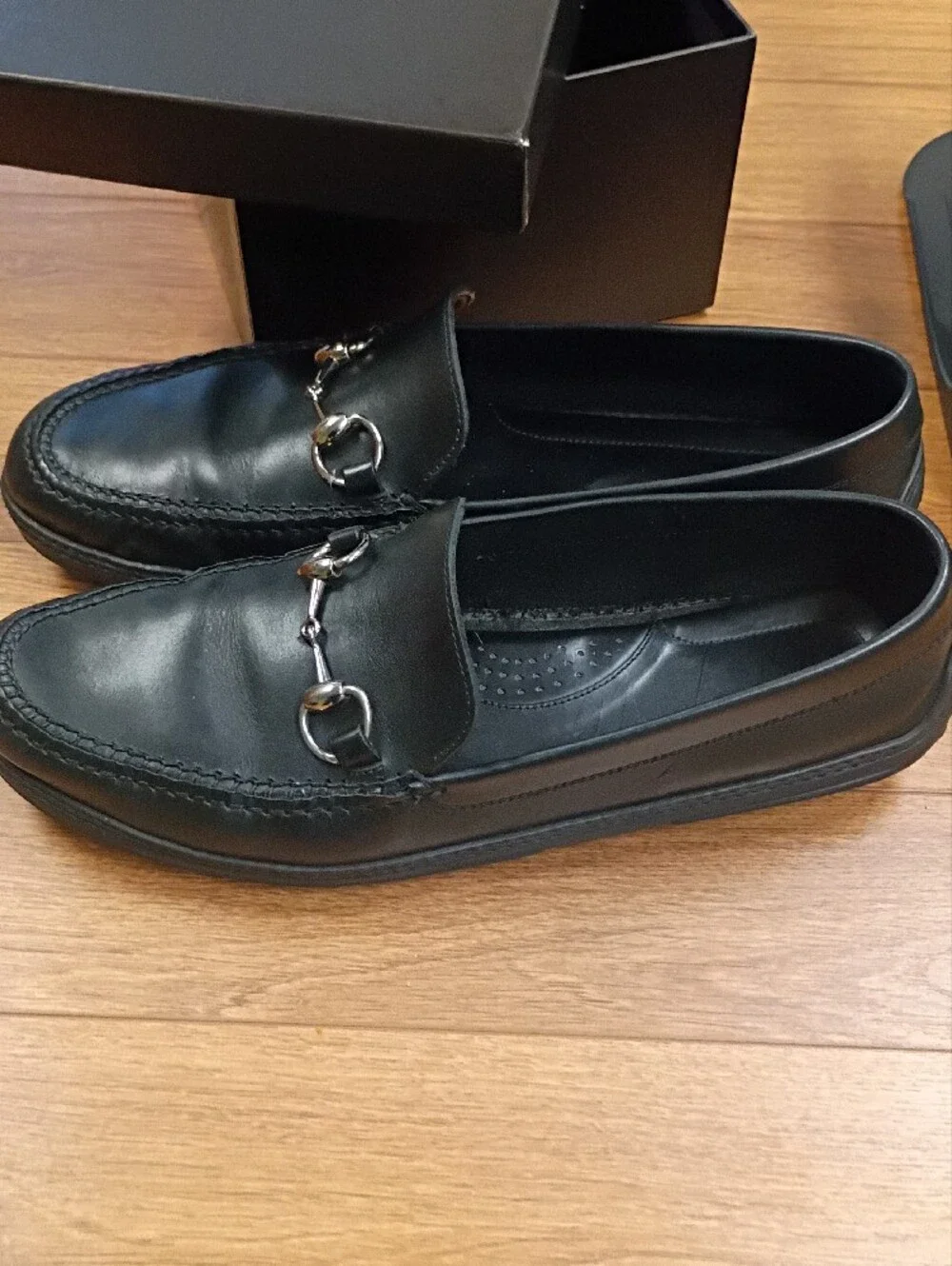 Vintage Gucci Horsebit Loafers Black Leather Bit Moccasins Men's Size 11.5 D